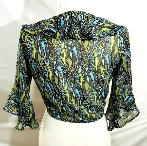 Bisou Bisou Semi Sheer Tie Front Blouse - Picture 2 of 3